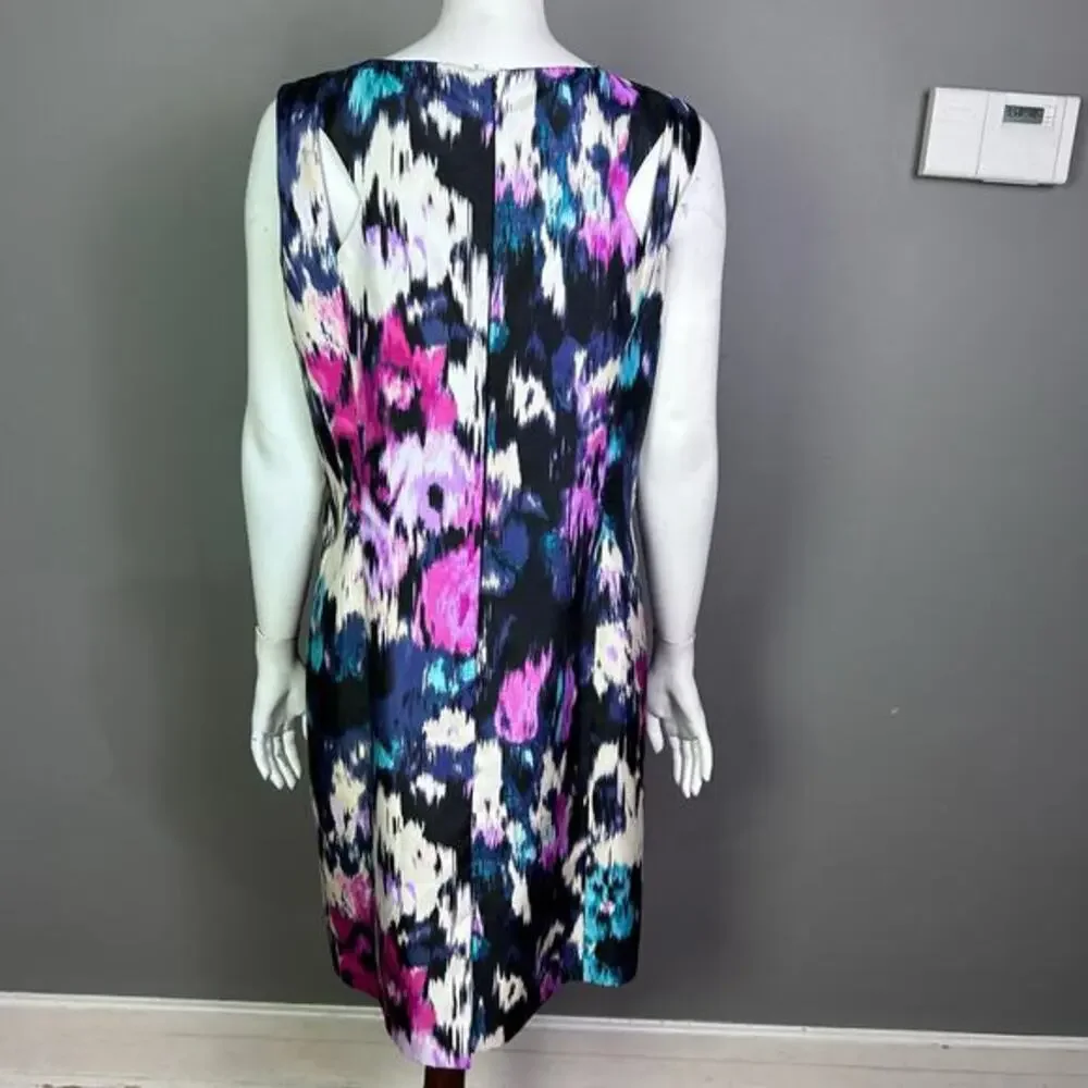Tahari Sheath dress‎ size 12 India art to wear purple maximalist office cocktail - Picture 4 of 12
